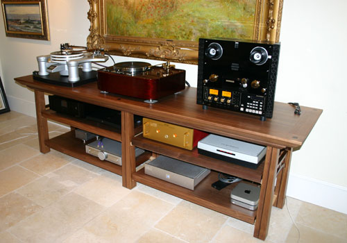 American Black Walnut stereo furniture in home with stereo equipment